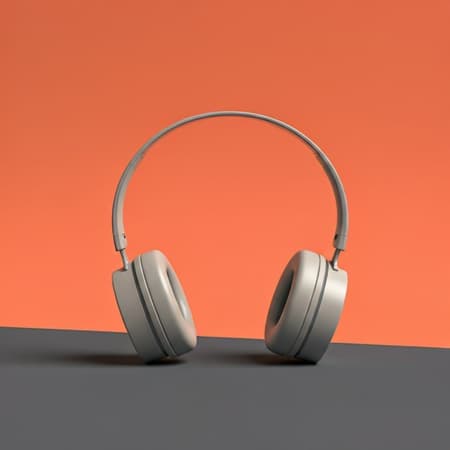 Minimalist headphones on colored background