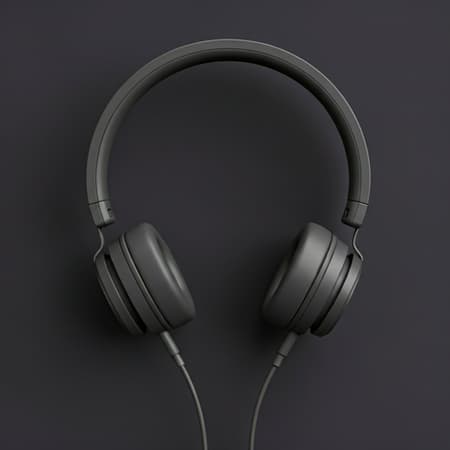 Minimalist headphones on colored background